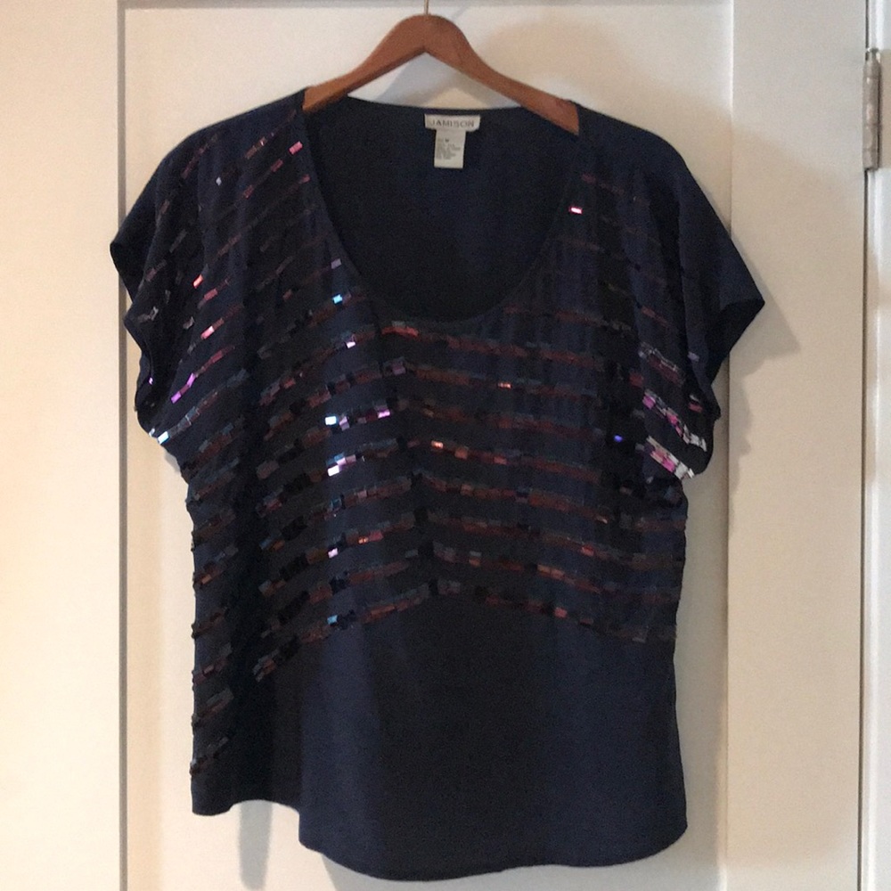Jamison blue silk blouse with sequins